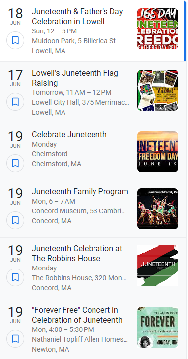 List of Juneteenth Celebrations and events